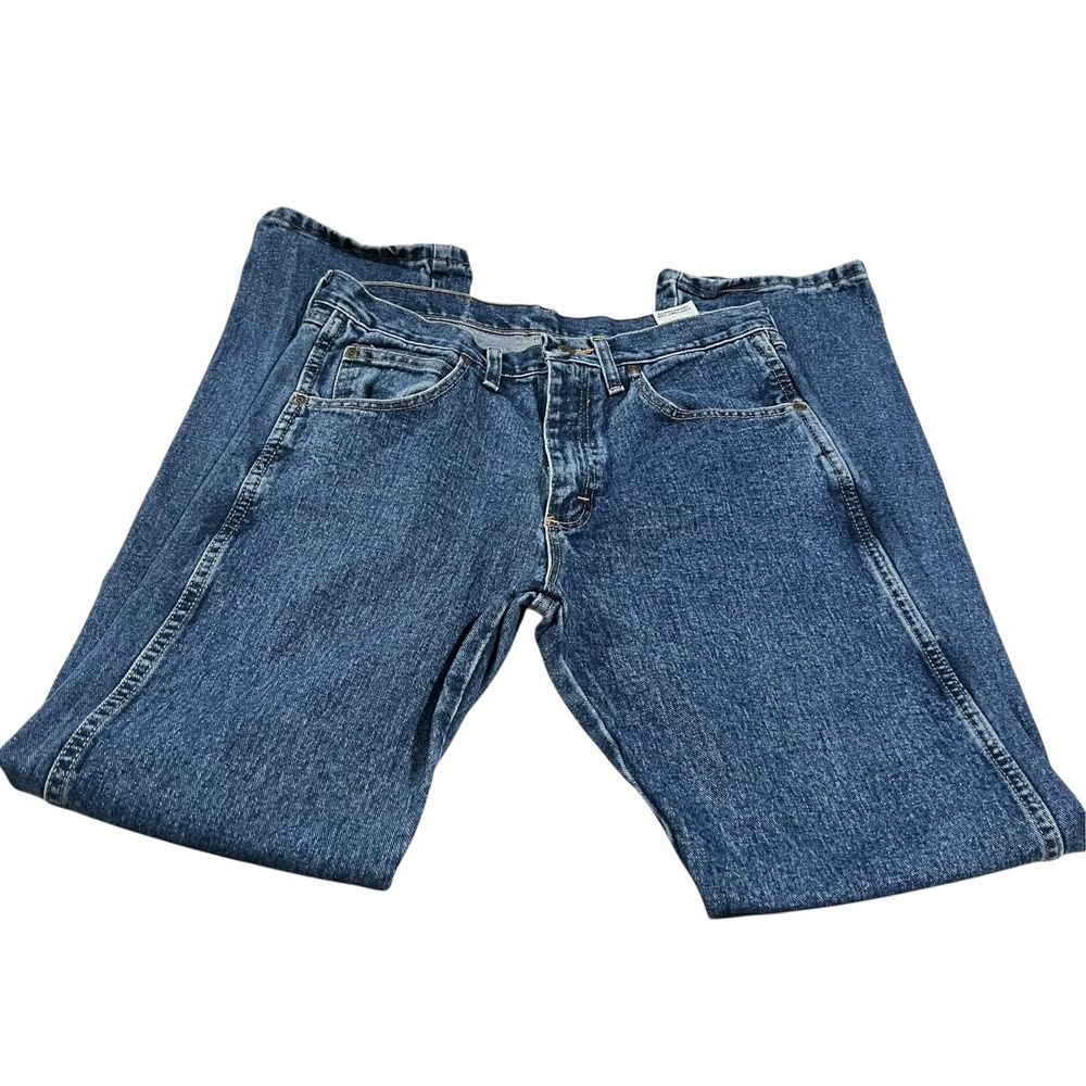 Wrangler Straight Leg Blue Jeans Men's Size 32 x 34 Blue Collar Workwear